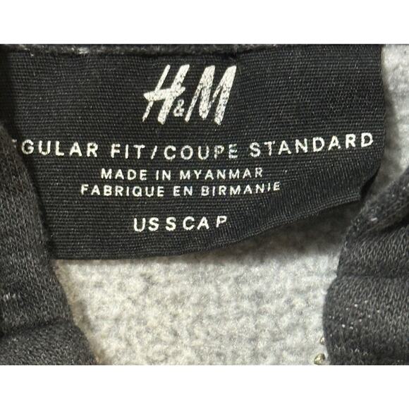 H&M Men’s Small Hoodie Sweatshirt Zip Up Dark Gray Regular Fit Fleece Lined - Picture 4 of 8
